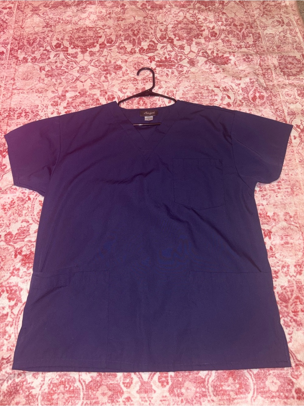 Angel Navy Blue Women's V-Neck Short Sleeve Scrub Top